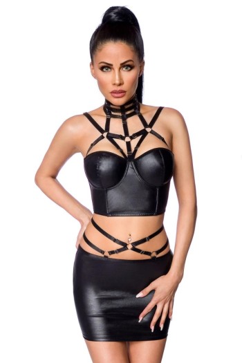 Harness-Wetlook-Set mit Rock 18263 - XL/2XL