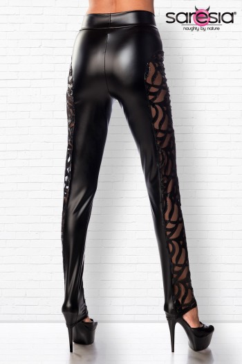 schwarze Wetlook Leggings 18310 - 2XL