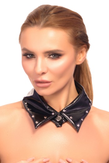 black vinyl collar with push button A2022 - S/M