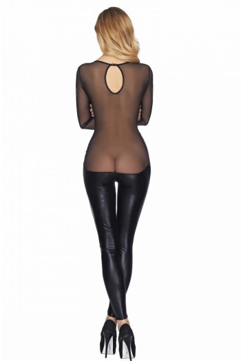 schwarzes Wetlook Catsuit Molina S/M von 7-Heaven