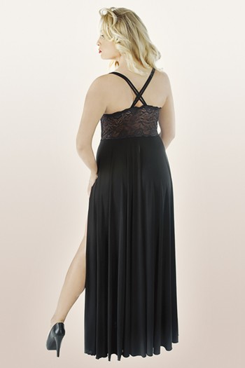 schwarzes langes Kleid M/1074 46/48 von Andalea