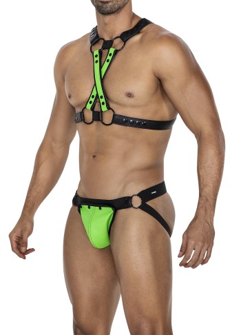 black/neon green chest harness 06 - OS
