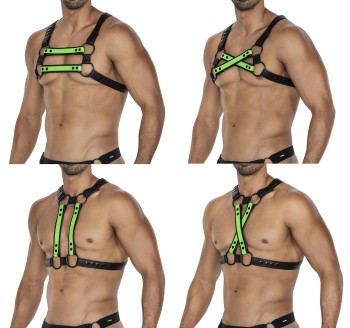 black/neon green chest harness 06 - OS