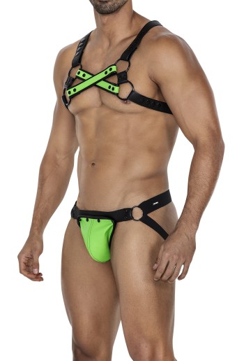 black/neon green chest harness 06 - OS