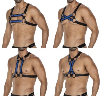 schwarz/blauer Brust-Harness 06 - OS