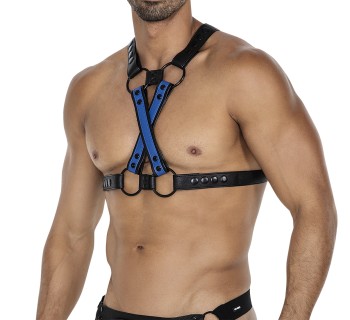 schwarz/blauer Brust-Harness 06 - OS