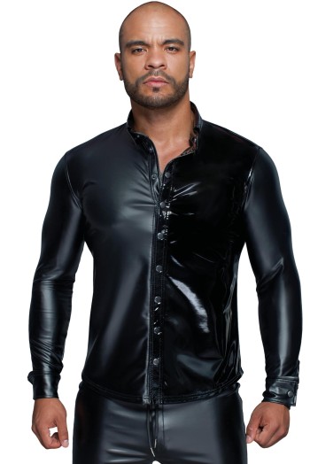 Langärmliges Powerwetlook & PVC Shirt H064 - 3XL