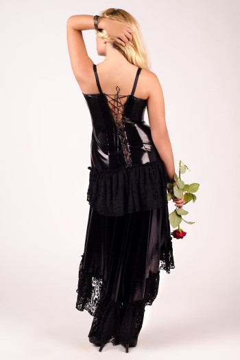 schwarzes langes Kleid M/1023 50/52 von Andalea Dessous