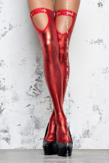 red wetlook stockings ST07 L/XL