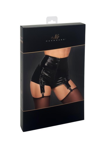 F325 Wetlook Shorts mit PVC Strumpfhaltern - M