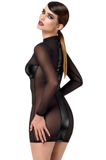 F369 Crossfire Mesh & Wetlook Mini dress - L