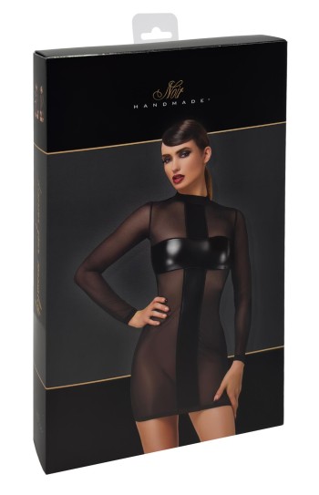 F369 Crossfire Mesh & Wetlook Mini dress - L