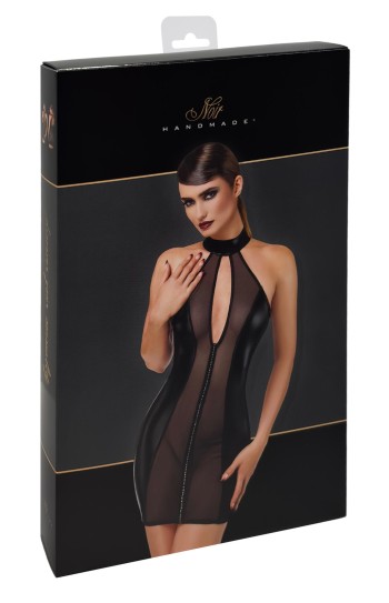 F370 Luxuria Crystal Sheer Mini Dress - S