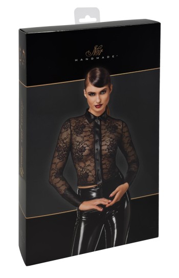 F377 Noirelle Lace Button-up Shirt - M