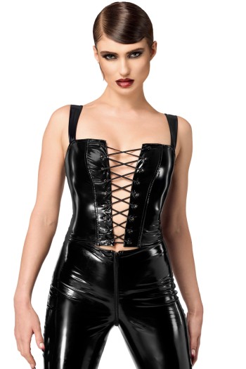 F379 Dominae Frontbind PVC corset top - 2XL