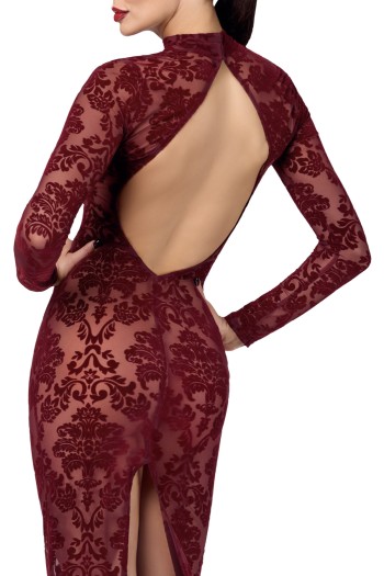 F383 Langes Flockkleid Kink Royal - 3XL