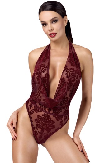 F386 Kink Royal cascade bodysuit red - 2XL