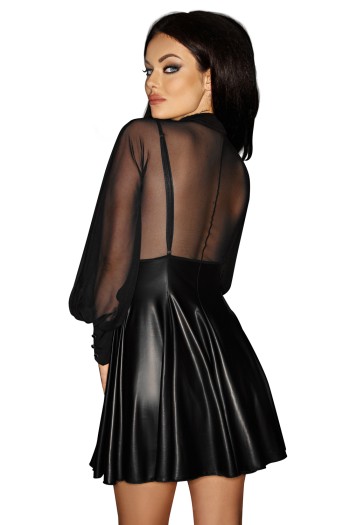 schwarzes Wetlook Kleid F118 M von Noir Handmade