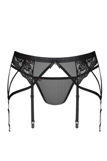 854-GAR-1 Strumpfhaltergürtel + T-String schwarz - L/XL