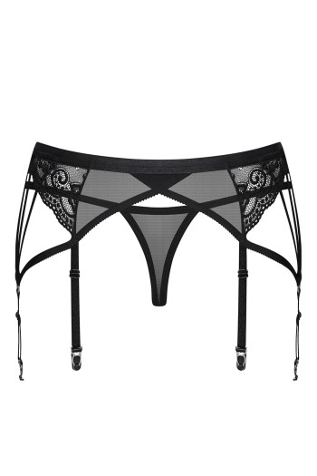 854-GAR-1 Strumpfhaltergürtel + T-String schwarz - L/XL