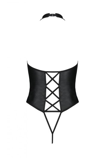 schwarzer Kunstleder Body ouvert PA596249 - S/M