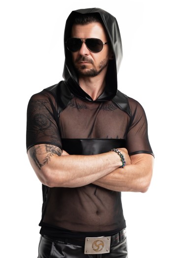 Herren Kaputzen T-Shirt RMIvo001 schwarz - S