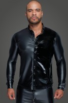 Long-sleeved Powerwetlook & PVC shirt H064- S