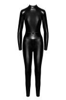 F319 Powerwetlook Catsuit mit Reißverschluss und Ring - S F319 Powerwetlook Catsuit mit Reißverschluss und Ring - S