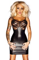 black wetlook chemise F078 S by Noir Handmade