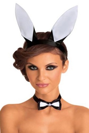 Bunny Ohren mit Fliege - Outfit 2-teilig schwarz/weiß  O/S