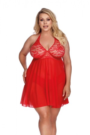 rotes Babydoll AA052973 - 3XL/4XL