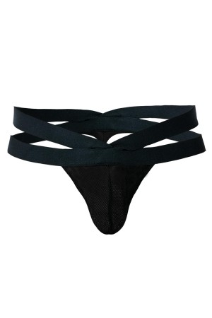 Black Mesh Crossed Thong RAV105 - XL