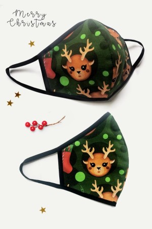 2-layer X-mas mask green- OS