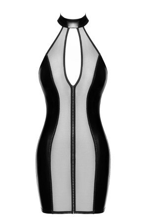 F370 Luxuria Crystal Sheer Mini Dress - S