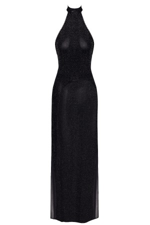 F372 Onyx Twin-slit Long dress - 3XL