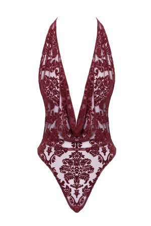 F386 Kink Royal cascade bodysuit red - L