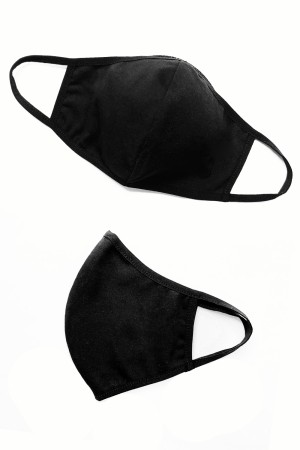 Baumwollmaske 2-lagig Ohrenträger Cup Form schwarz - STANDARD 100 by OEKO-TEX