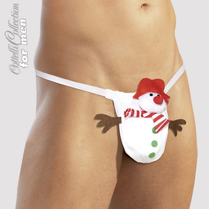 Christmas-string for men, Snowman white, Gr. S-L