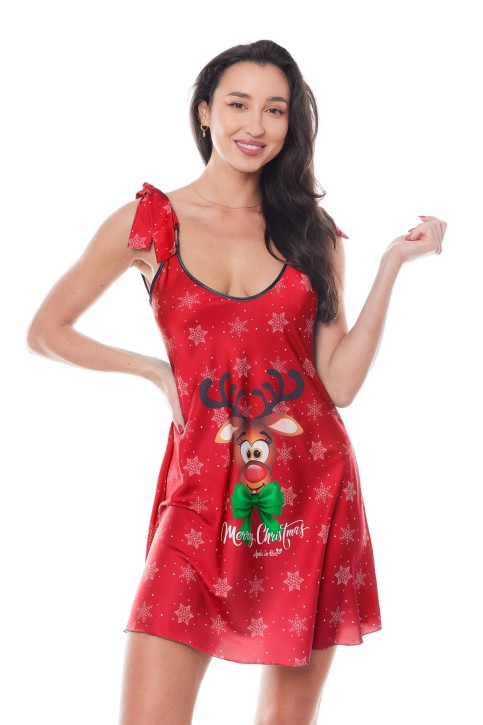 rotes Weihnachtskleid mit Rentier - 2XL/3XL