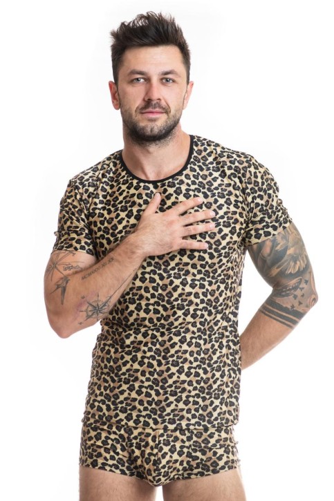 Herren T-Shirt 053556 leopard - 2XL