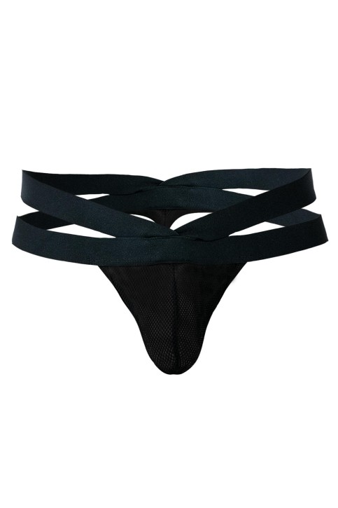 Black Mesh Crossed Thong RAV105 - M