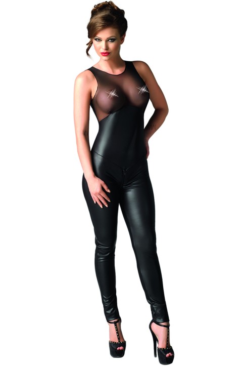 schwarzes Wetlook Catsuit Demi S/M von MeSeduce