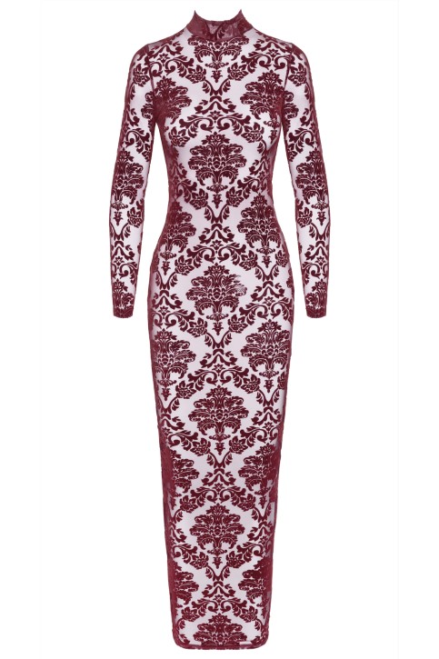 F383 Langes Flockkleid Kink Royal - 3XL