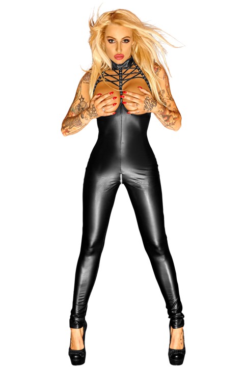 schwarzes Wetlook Catsuit F125 3XL