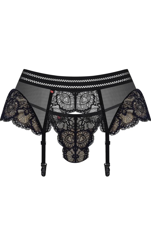 853-GAR-1 Garter Belt + T-String black - L/XL