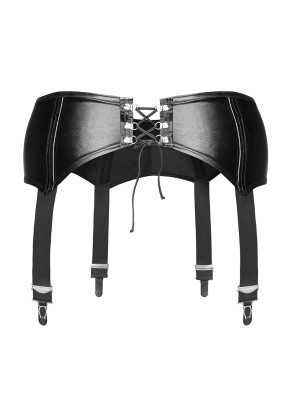 schwarzer Wetlook Strapsgürtel F034 M von Noir Handmade
